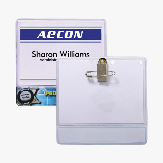 3 x 4 Top Loading Badge Holder with Full Color Title Bar Pin/Clip